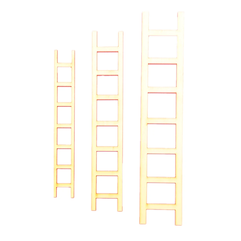 3Pcs Wooden Ladder Doll House Art Projects DIY Crafts Embellishments