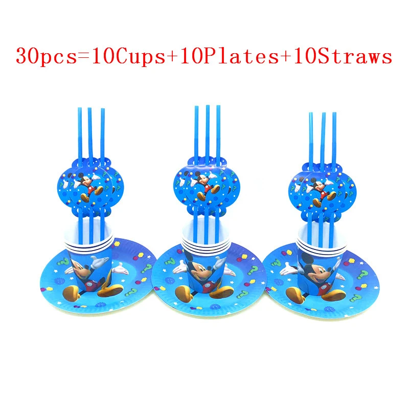 Disney Blue Mickey Mouse Theme Birthday Party Supplies Paper Cups Plates Straws Party Tablecloth Kids Favor Toys Decor Party Set Disposable Party Tableware Aliexpress