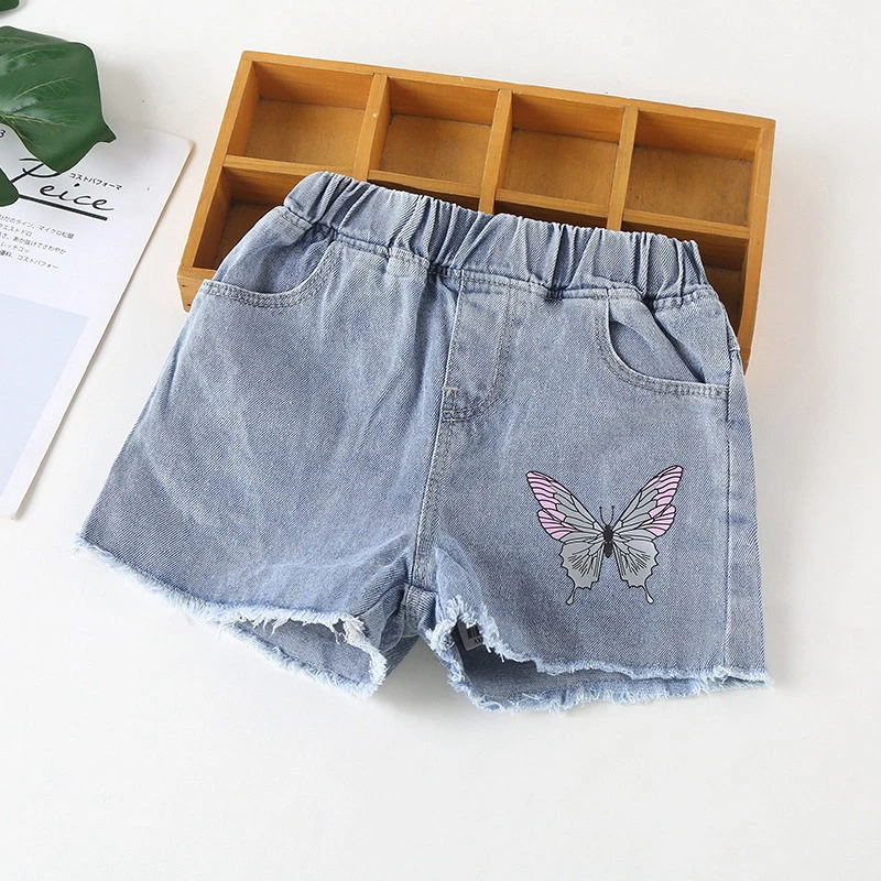 Pantalones cortos de con dibujos para niñas, vaqueros de cintura ropa de verano|Pantalones cortos| - AliExpress