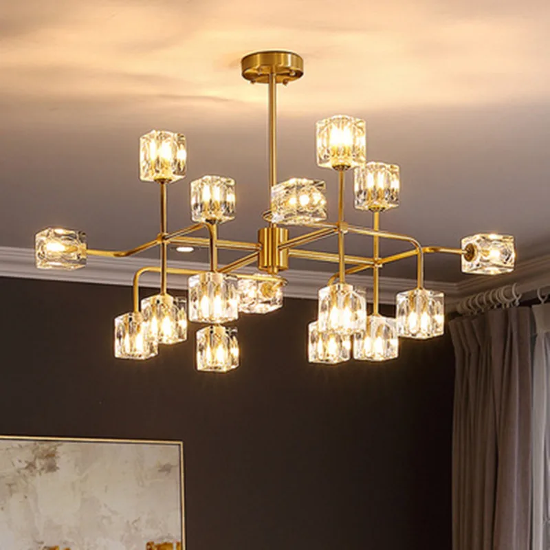 

Post-Modern Copper Crystal Ball Led chandeliers Light Artistic Branches Crystal Chandeliers G9 led Living Roon Light Fixture