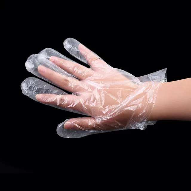 100pcs Plastic Disposable Gloves Transparent Eco-friendly Gloves for Kitchen Catering Hygiene Restaurant BBQ Fruit Supplies Transparent