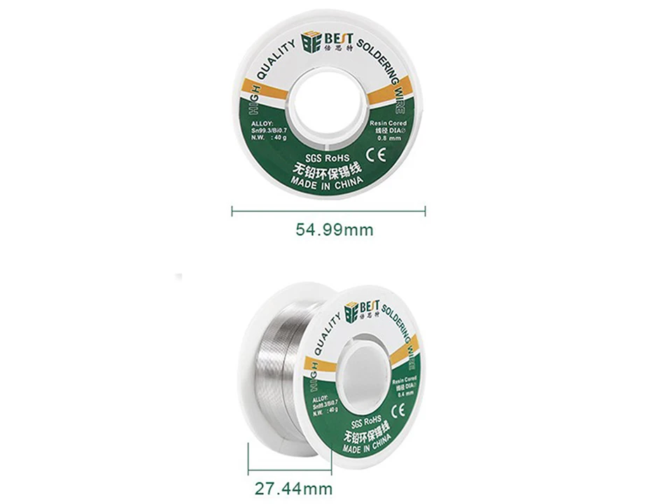 40 г 0,4/0,8 мм припой рулон проволоки Sn99.3/Bi0.7 Олово бессвинцовый канифоль Core пайка сварочная линия сварочная пайка с флюсом инструмент