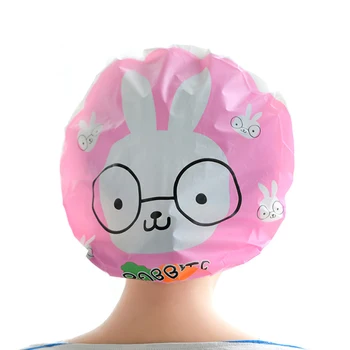 

Cute Cartoon Waterproof toilet Shower caps dust Environmental Protection Lace Elastic Band Hat Cap Shower Bath