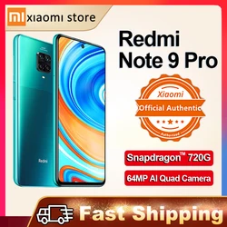 Глобальная версия Redmi Note 9 Pro 6 ГБ 64 Гб NFC Смартфон Xiaomi 64-мегапиксельная четырехъядерная камера Snapdragon 720G-оплатить 2400x1080 30 Вт QC 2020 ЕС