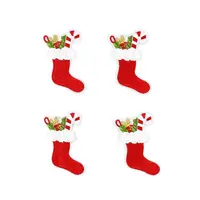 Buy 10 Pcs Iron-On Xmas Socking Gift Patches: Cartoon Stickers for Apparel, Suits, Jeans, Hats - Christmas Decors, Handmade Fabric Appliques Online