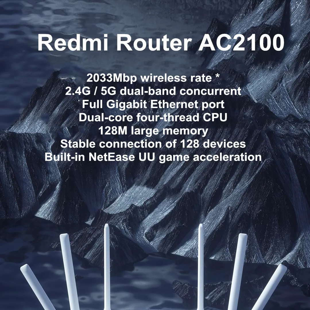 Xiaomi Redmi AC2100 маршрутизатор AC2100 2,4G 5,0 ГГц 128 Мб ОЗУ 2033 Мбит/с беспроводной маршрутизатор Wifi повторитель работа с приложением Mijia