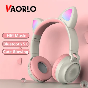 

VAORLO Wireless Headphone HIFI Music Fashion Cute Girl Bluetooth 5.0 Earphone Foldable Smart Noise Cancel Glow Headset Children