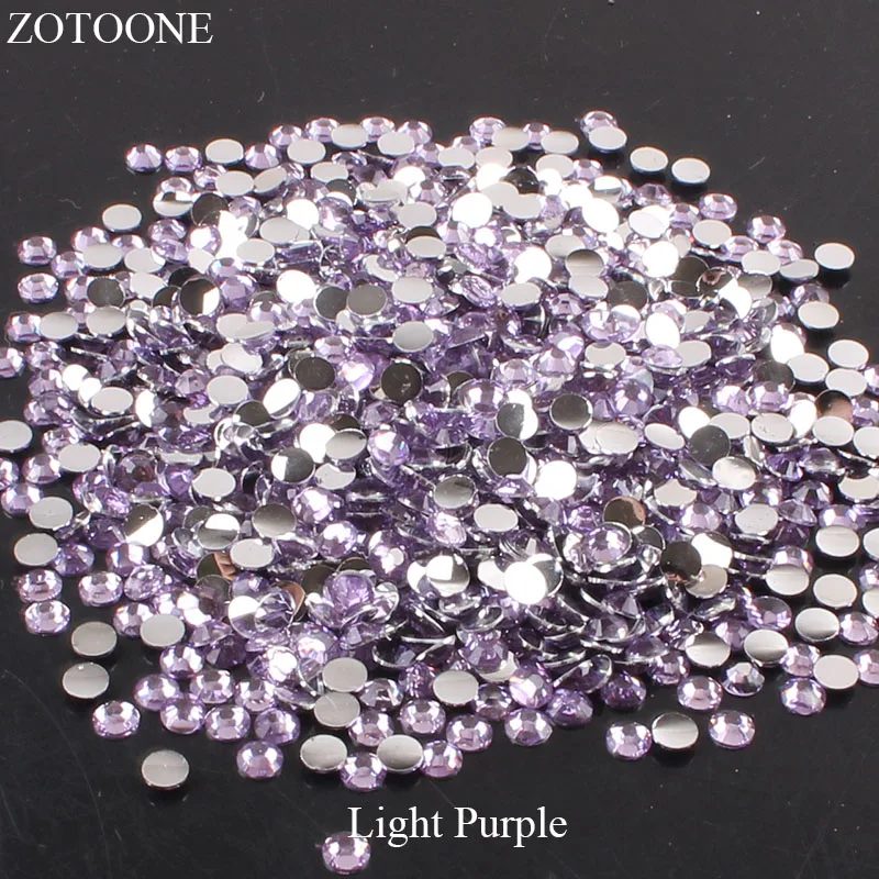 Прозрачные Стразы AB без горячей фиксации с плоской задней стороной для ногтей, Стразы для одежды, ногтей, 3D украшения для ногтей, 1000 шт 2-6 мм E - Цвет: Light Purple