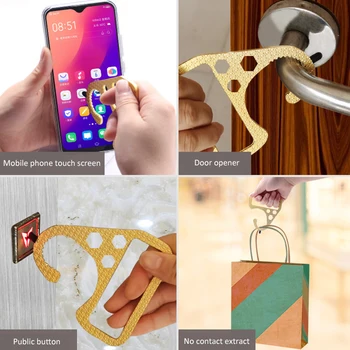 

Non-contact Door Handles Anti-epidemic Isolation Door Open Bus Subway Handrail Pull Ring Touch Screen Antibacterial Keychain