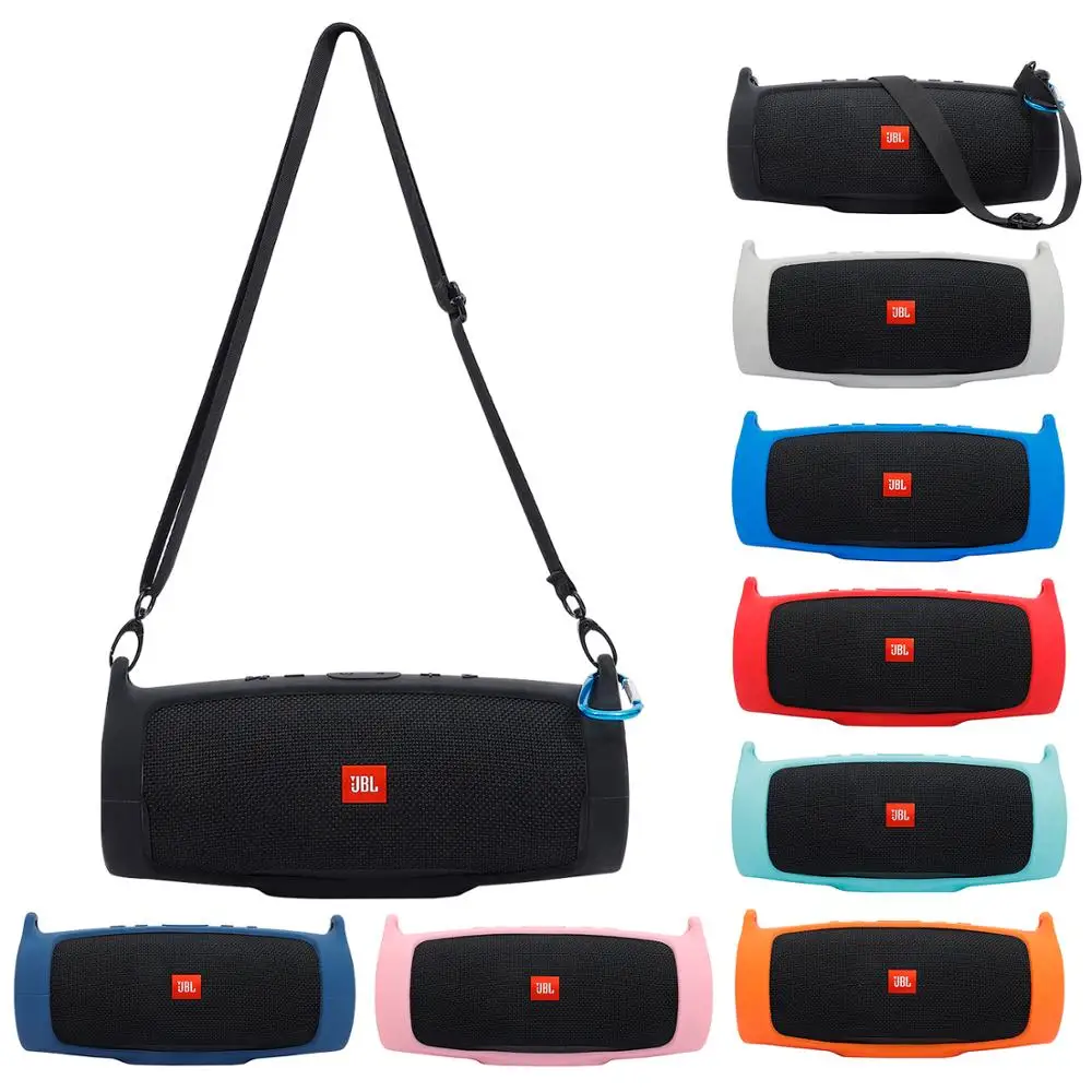 Nova Capa de Silicone Pele com Alça Mosquetão para Jbl Carga Portátil sem Fio Bluetooth Alto-falante
