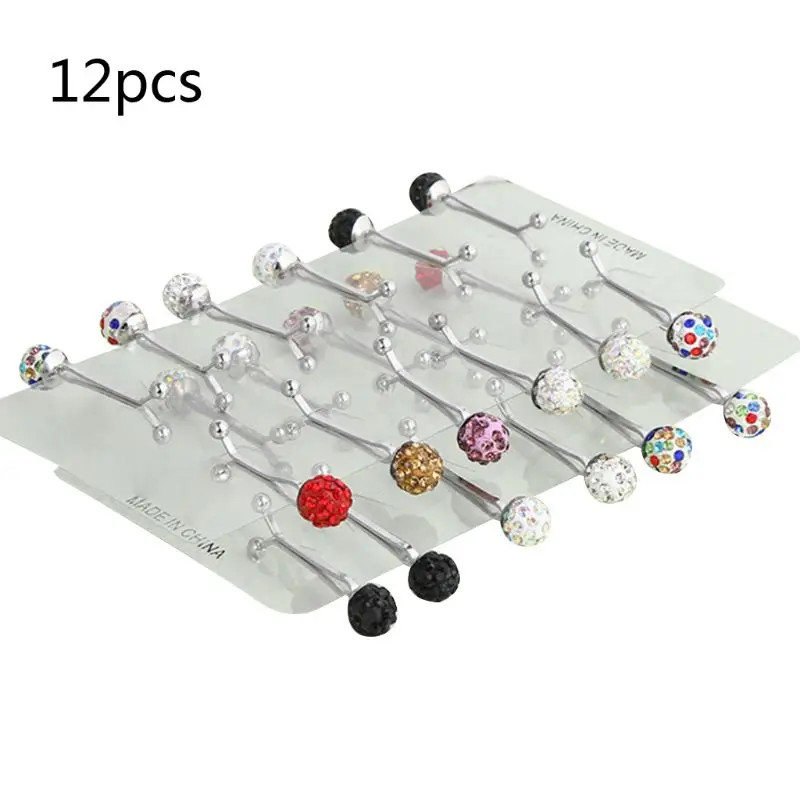 

12 Pcs Muslim Scarf Shawl Rhinestone Clip Islamic Women Scarves Shawl Safety Pin Buckles Charm Lady Girls Gift Brooch