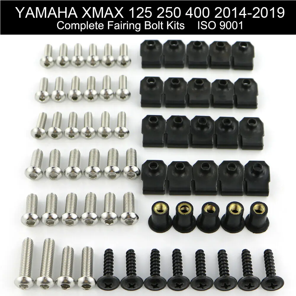 

For Yamaha XMAX 125 250 400 2014 2015 2016 2017 2018 2019 Complete Fairing Bolts Kit Covering Bolt Fairing Clips Stainless Steel