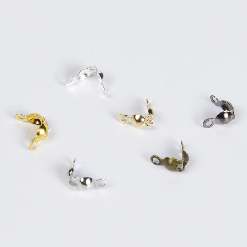 

200pcs/lot 4*7mm Connector Clasp Fitting Ball Chain Calotte End Crimps Beads Connector Components For DIY Jewelry Making Supplie