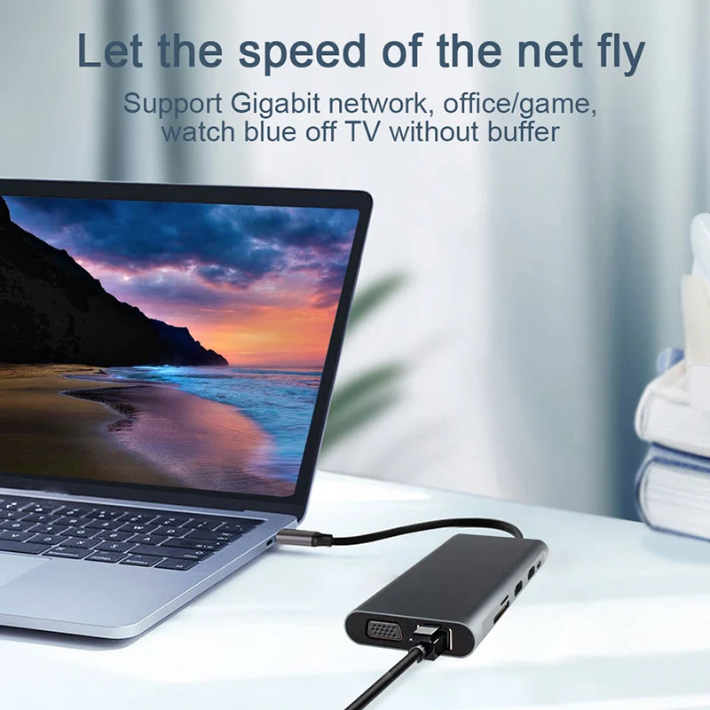 USB C концентратор ноутбук док-станция Тип C адаптер многофункциональный для Windows компьютер VH99
