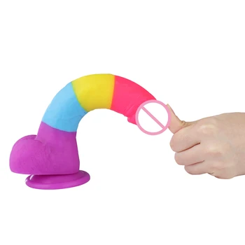 Hismith 8.2 Inch Soft Silicone Rainbow Dildo With Suction Cup for Hismith premium sex machine with KlicLok system 5