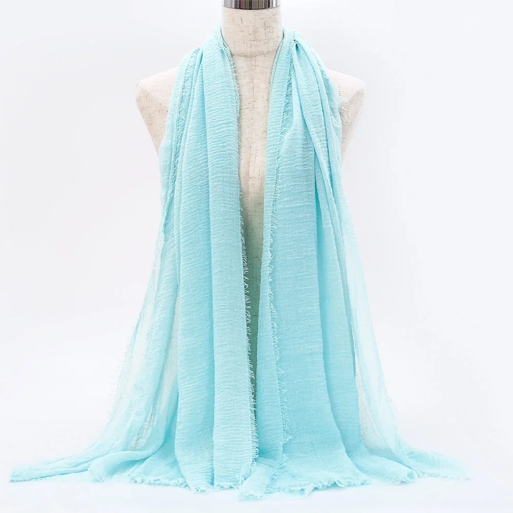 Многоцветный мусульманский платок женский платок Исламский хлопок морщинка хиджаб платок мгновенный платок Арабский Дубай тюрбан для леди - Цвет: 1