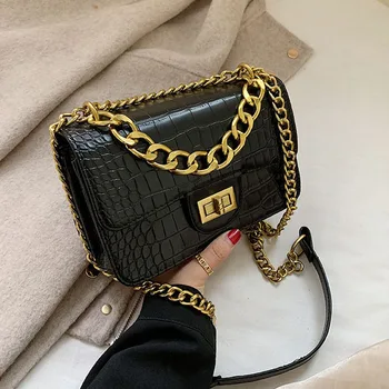 

Bag Women Leather Handbag Vintage Luxury Designer Square Clutch Chain Evening Female Handbag Leather Shoulder Women's Bag