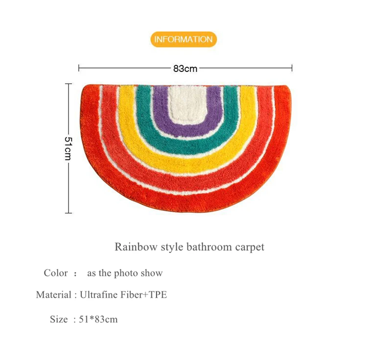 Радужный коврик для ванной комнаты из сверхтонкого волокна, коврик для ванной, полукруглый коврик для входной двери, коврик для туалета, пол ванной комнаты, коврик
