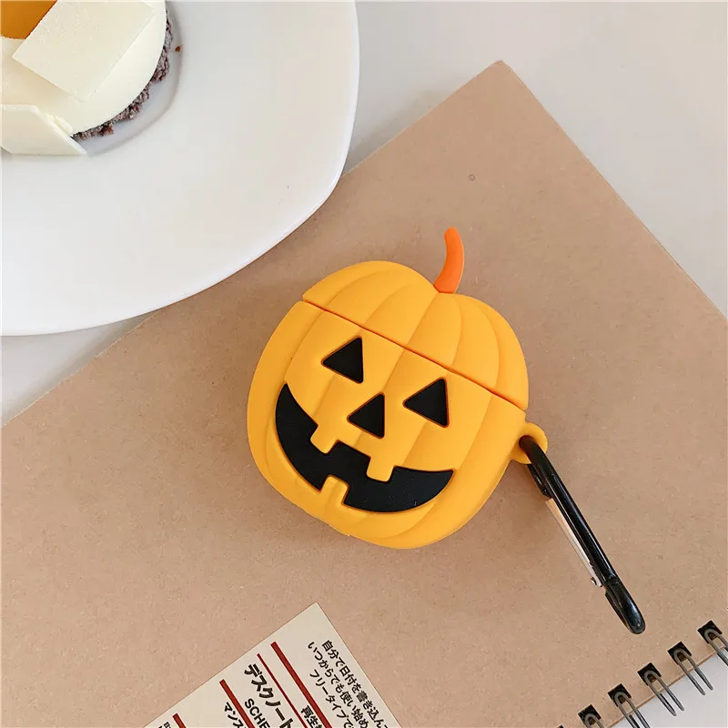 3D Cartoon Wireless Bluetooth Headset case for Apple Airpods 1 2 Earphone Spoof Pumpkin Gift Silicone Cover For Air pods Case |