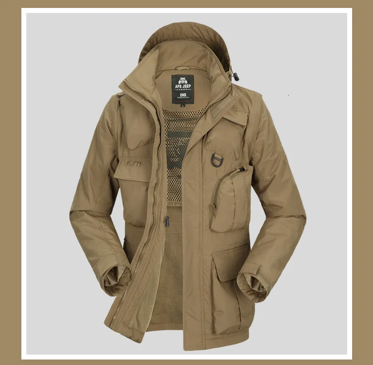 S. ARCHON куртка в Военном Стиле Мужская Мульти-карман оснастка с капюшоном съемный длинный рукав мужская повседневная армейская куртка быстросохнущая куртка