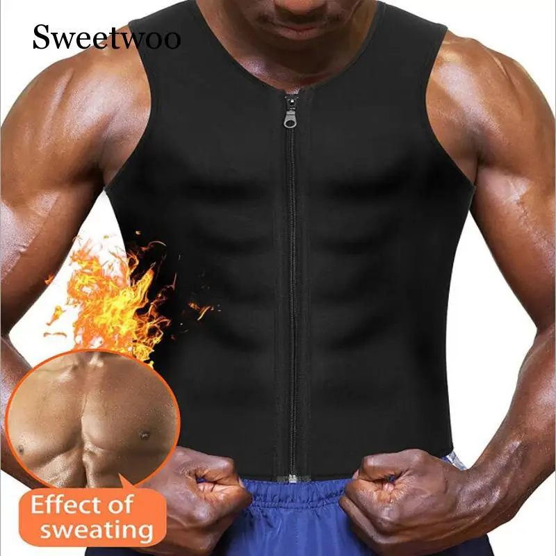 Мужской утягивающий жилет компрессионная сауна пот Талии Тренажер корсет Корректирующее белье с молнией для похудения