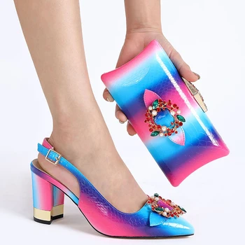 

Italian Stylish Chic Shoe and Bag Set to Match Party Wedding Wholesale High Heeled Shoes and Handbag Clutch Bag Mathing to Pump