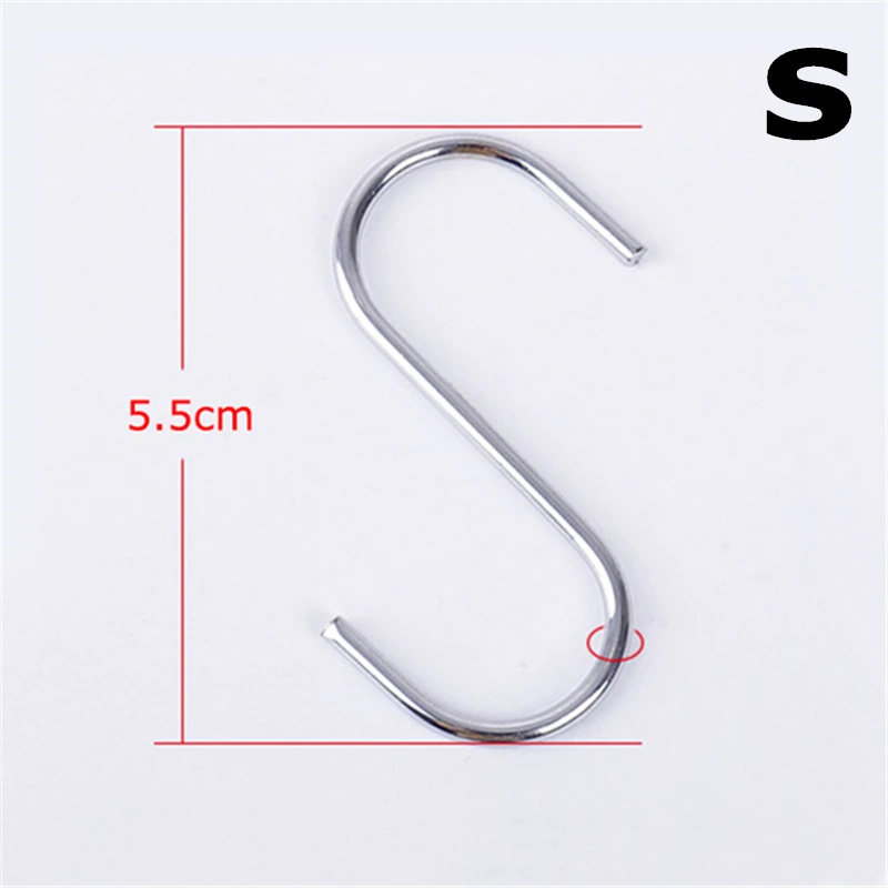 5× S Shape Hooks Stainless Steel Hanger Hook Clasp Kitchen O4V6 Clothes L8N7 
