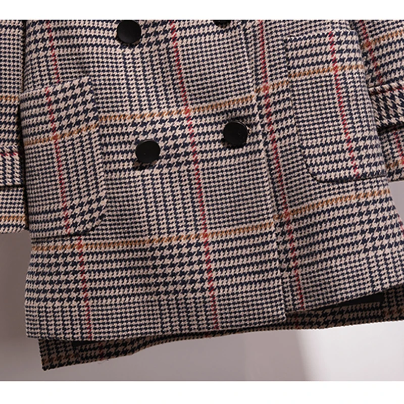 Goedkoop High end Fashion vrouwen retro plaid wollen jas vrouwelijke Koreaanse versie populaire plaid jas herfst en winter MS Straight fit jas