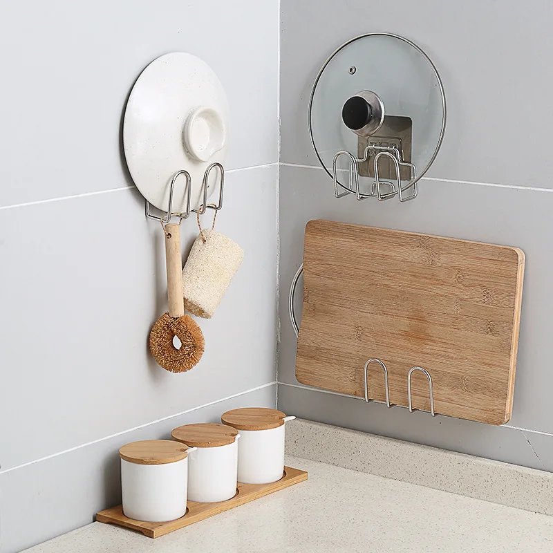 Lid Pot Holder Cutting Board Organizer Kitchen Accessories Utensils Home Tool Towel Hook Storage On Wall Mount Sponge Sink Drain