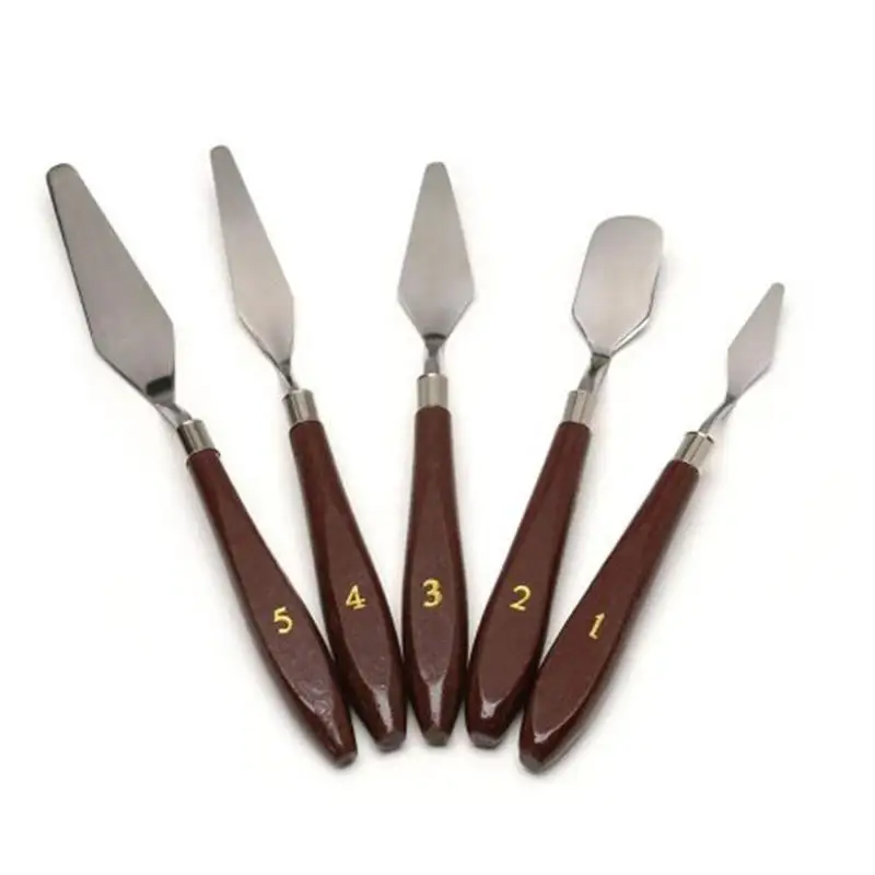  5pcs Stainless Steel Palette Scraper Set Spatula Knives for Artist Oil Painting Tools Blade Waterco