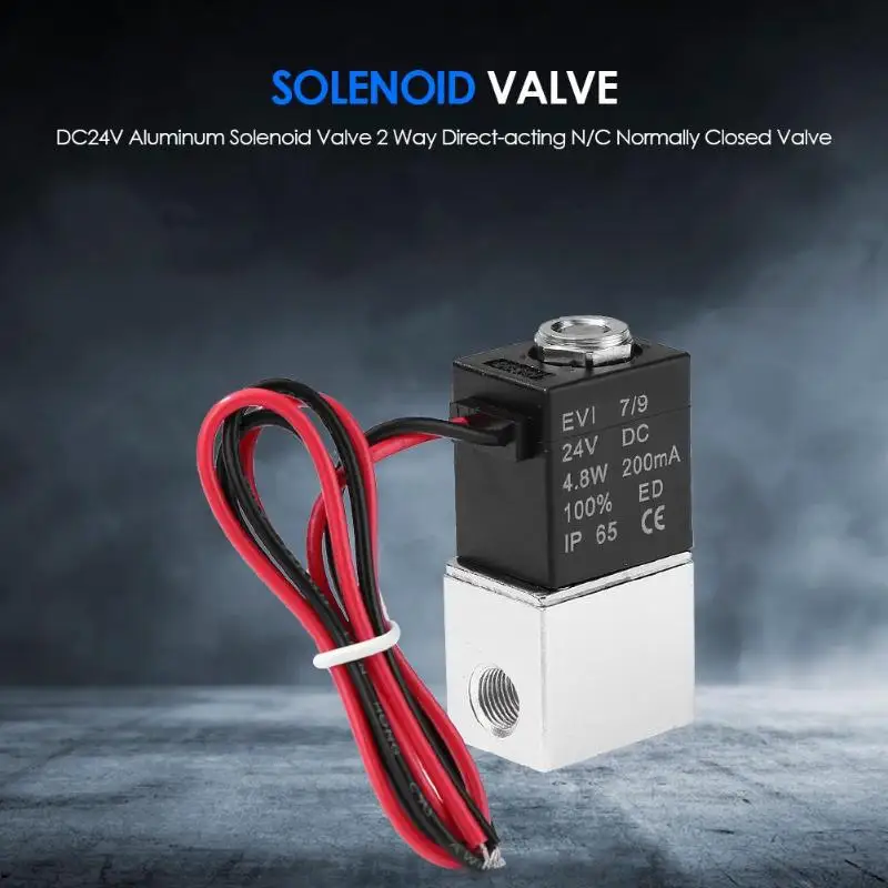 DC24V алюминиевый Соленоидный клапан 2 способа прямого действия N/C нормально закрытый клапан оборудование для обустройства дома