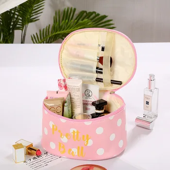 

Large-Volume Women's Polka Dot Handbag Creative Lettered Pu Zipper Cosmetic Bag Stereo Travel Storgage Bag