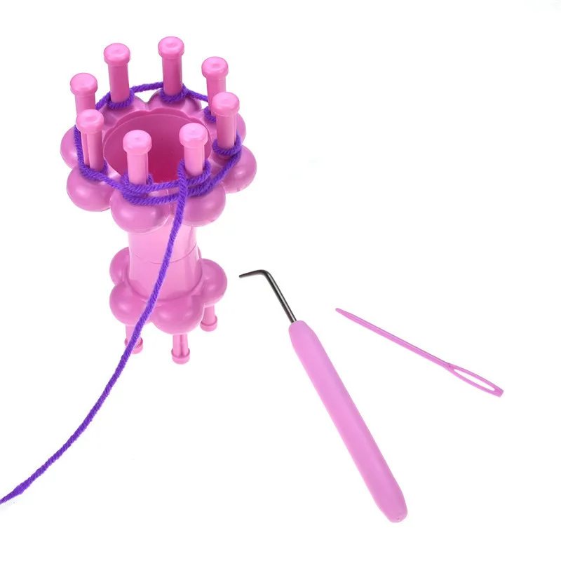 3Pcsset Spool Loom Maker Knitting Kit Double Head Weaver Yarn Needle DIY Weaving Tool With Crochet Hook+Rope Braid Maker+Needle  (12)