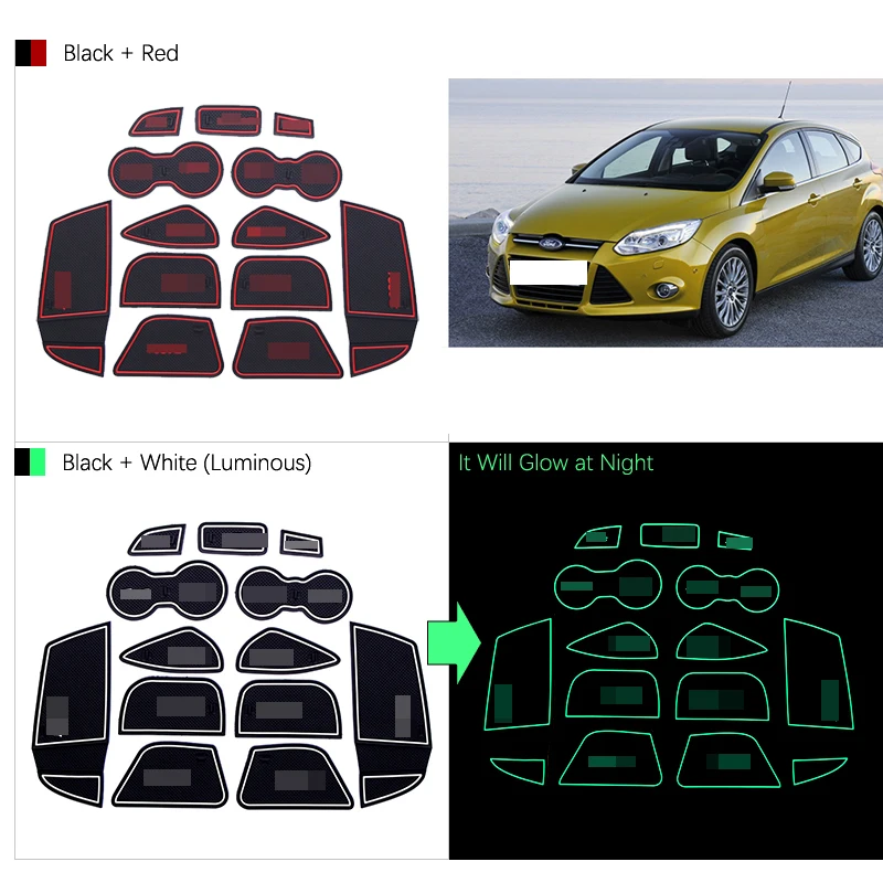 RKAC резиновые ворота Слот коврик для Ford Focus 3 2011- Аксессуары, автомобильный коврик межкомнатный дверной коврик/Подстаканники автомобильный Стайлинг нескользящий