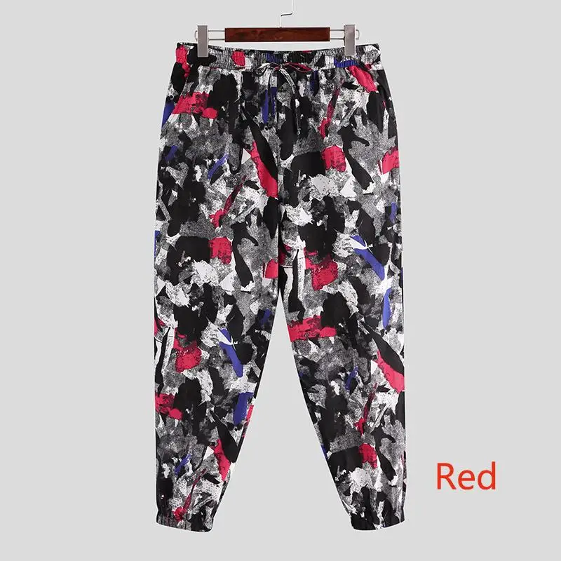 Red Pants INCERUN, мужские шаровары с принтом, винтажные, уличная одежда, на завязках, хлопок,, повседневные брюки, мужские мешковатые штаны для бега, штаны в стиле этно S-5XL, 7 - Цвет: Red Pants