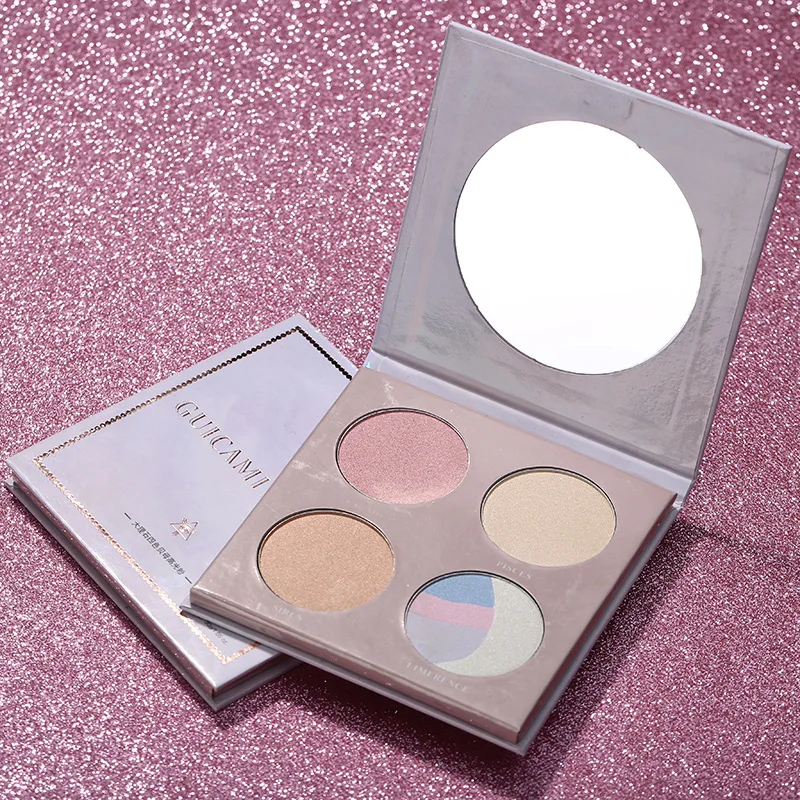 

4 colors Makeup Shimmer Powder Highlighter Palette Base Illuminator Highlight Face Contour Cosmetics Glow Kit Palette Bronzer