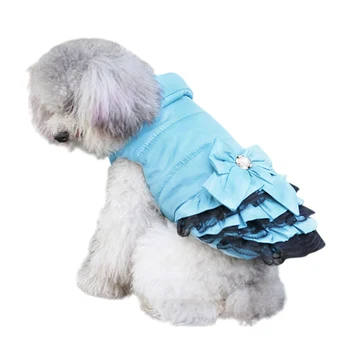 

Dog Dress Sweet Clothes Winter Warm Sweety Bowknot Pet Princess Dresses for Puppy Cats Teddy winter Dress Wholesale Pet Clothing