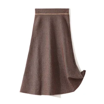 

Autumn and Winter Knitting Skirt High Waist A-line Elegant Casual Skirts Women Clothes Moda Mujer TA97005