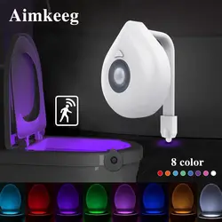 Aimkeeg Туалет батарея питание подсветка RGB 8 Светодиодная лампа меняющая цвет движение освещение для туалета с сенсорным управлением