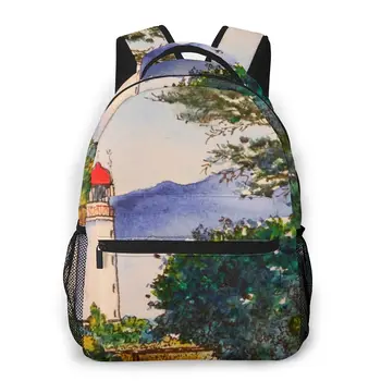 

Fashion Backpack Women Men Unisex Students Backpacks Watercolour Lighthouse Color Image Painting Paint Travel bag Bookbag