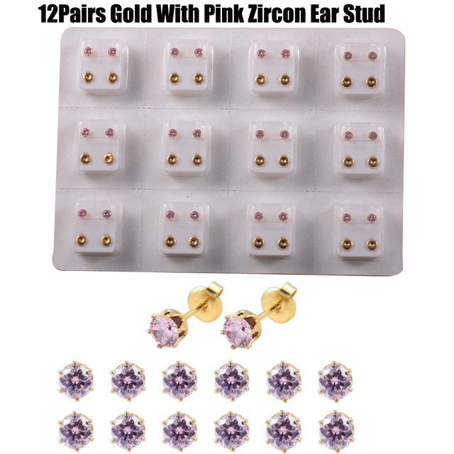 Sterilized Dozen Pack Gold & Silver Color Ear Cartilage Tragus Piercing Stud Earring Mixed Colors Shape Star Heart Pearl