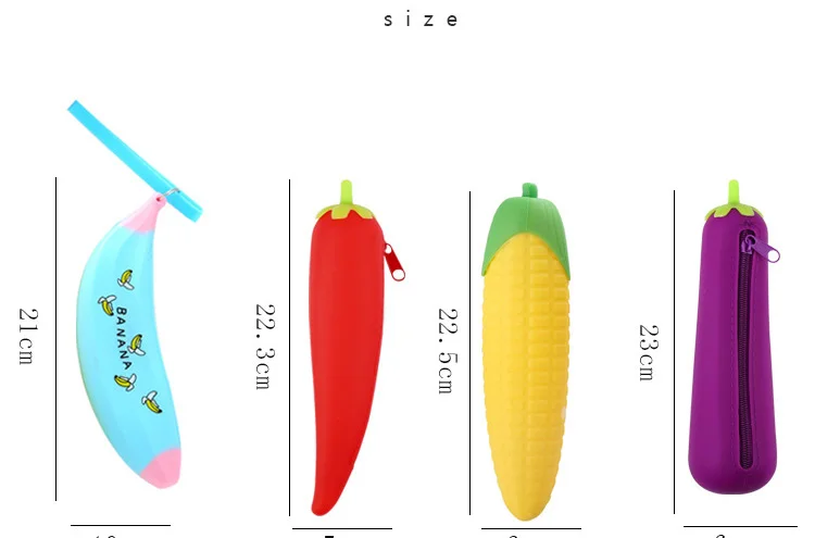 Чехол-карандаш с бананом, ананасом, милыми овощами, фруктами, силиконовый чехол-карандаш, креативный студенческий обучающий рекламный подарок