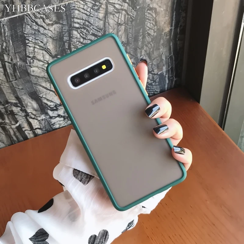 YHBBCASES Матовый Прозрачный чехол для телефона Samsung Note 10 8 Galaxy S8 S9 S10 Plus с цветной