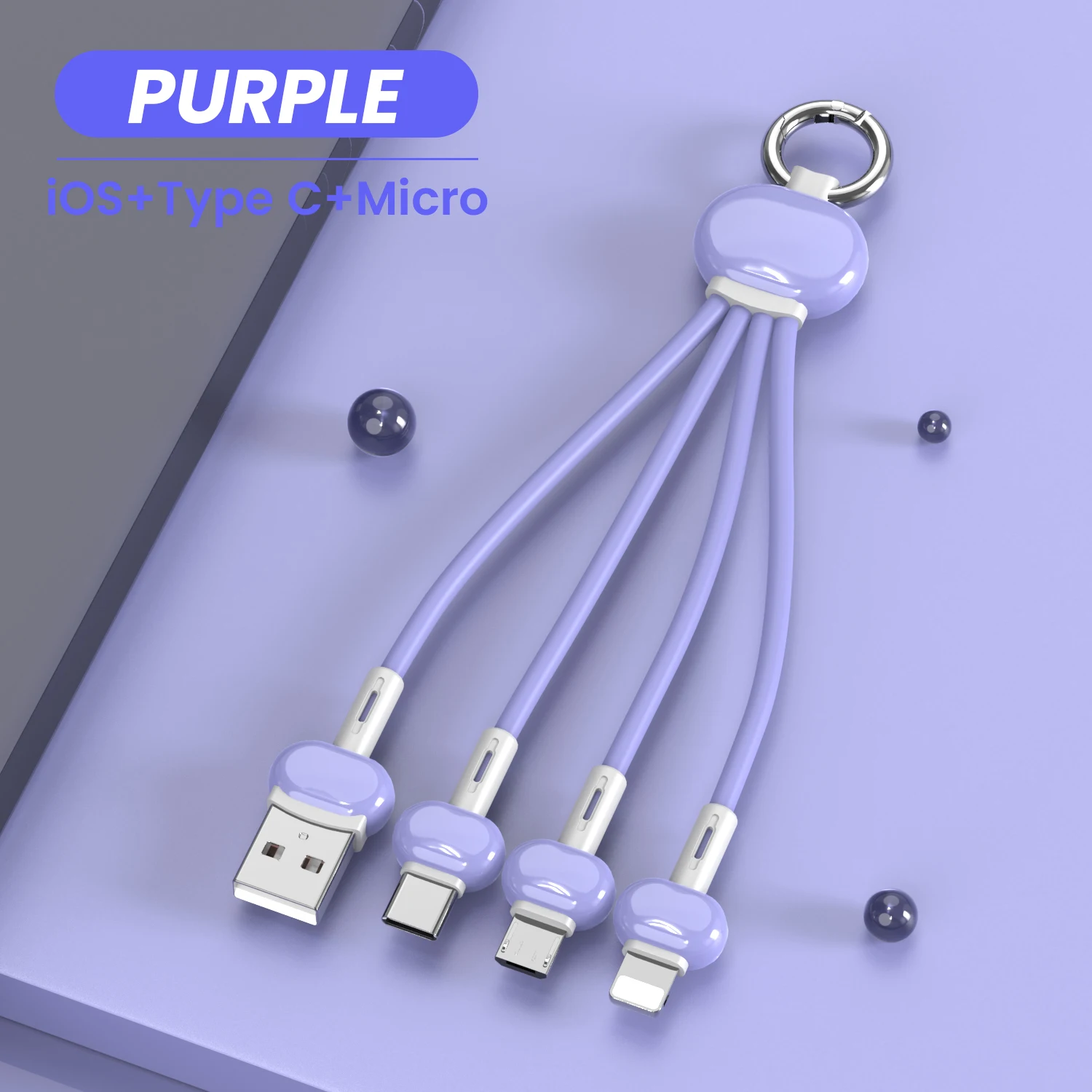 long iphone charger Keychain 3 in 1 USB Type C Cable for iPhone 13 12 11 XS X XR 3in1 2in1 USB Cable Charger Micro USB Type C Cord for Xiaomi Redmi iphone usb cable Cables