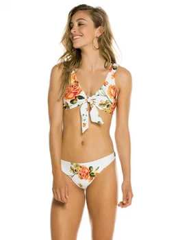 

Flower Bikini Set Retro Women Push up Bra Bikini Padded Summer Low Waist Female Biqinis Lace Swimsuit Bandage Beachwear Bathing