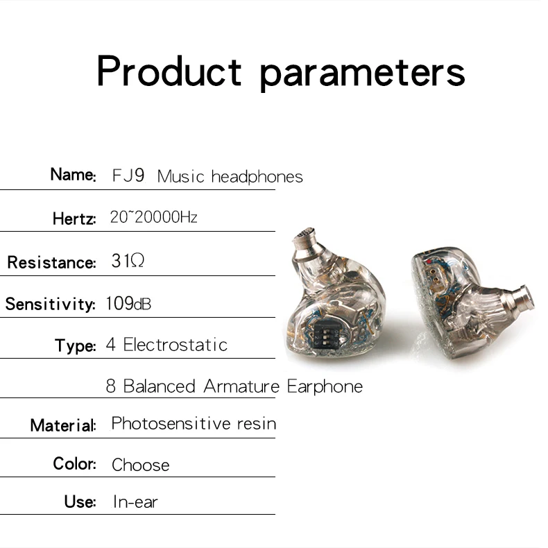 XIAO FAN FJ9 4 Electrostatic 8 Balanced Armature Earphone HiFi customization In-ear Electrostatic earphones