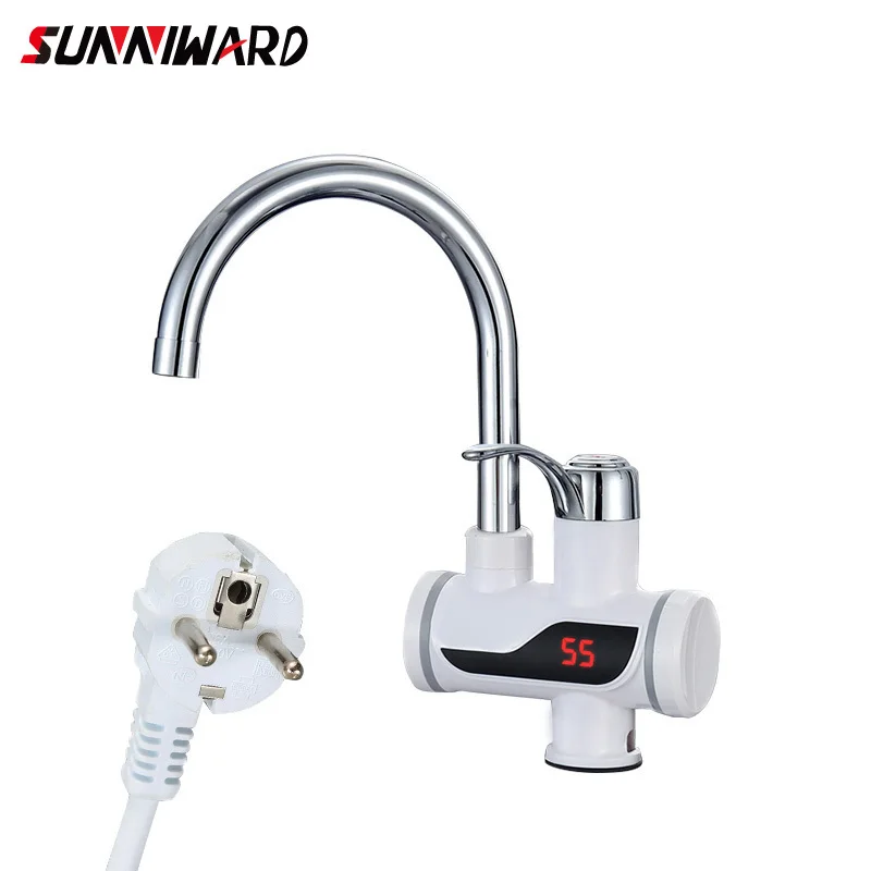 

Instant Tankless Electric Hot Water Heater Faucet Kitchen Instant Heating Tap Water Heater with LED Temperature Display EU