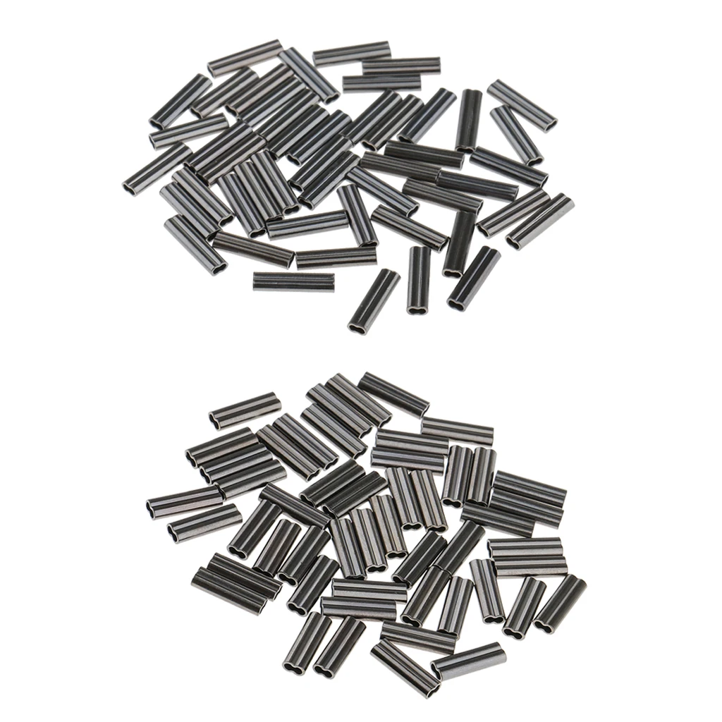 100pcs Copper Double Barrel Crimp Sleeves Connector Tool for Fishing Line Leader Wire, Fishing Tackle Accessories, 0.8mm 1.2mm