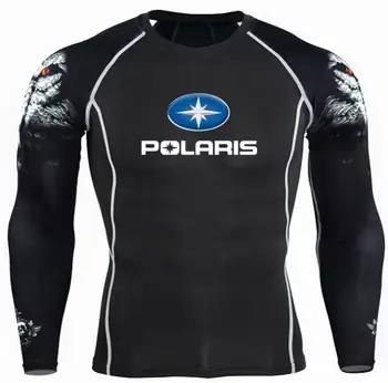 

Men Compression Tight Skin Shirt MMA Long Sleeves Polaris Snowmobiles Print Fitness Base Layer Weight Lifting Male Tops Autumn