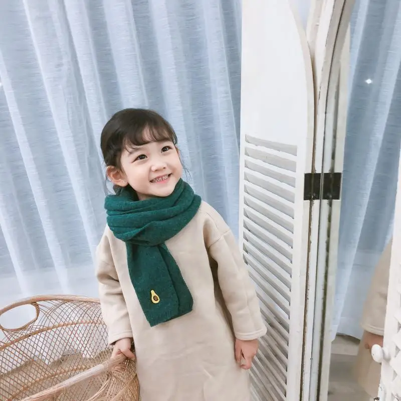 Корейский фруктовый вышитый милый детский зимний теплый шарф вязаный мультфильм Снуд шарф детский воротник цветной моды